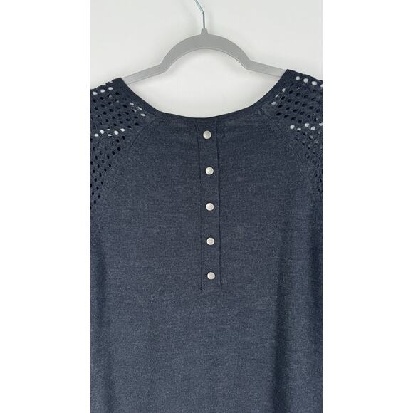 Cynthia Rowley Womens Sweater Dress Merino Wool Open Knit Sleeves Size M Grey - Picture 7 of 11